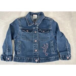 Disney Princesses Embroidered Denim Jacket Aurora Belle Cinderella Girls XS 4/5